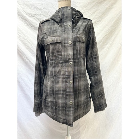 Nike Storm Fit Women's Bellevue Snowboarding Jacket Gray Plaid Full Zip Medium - Picture 1 of 9